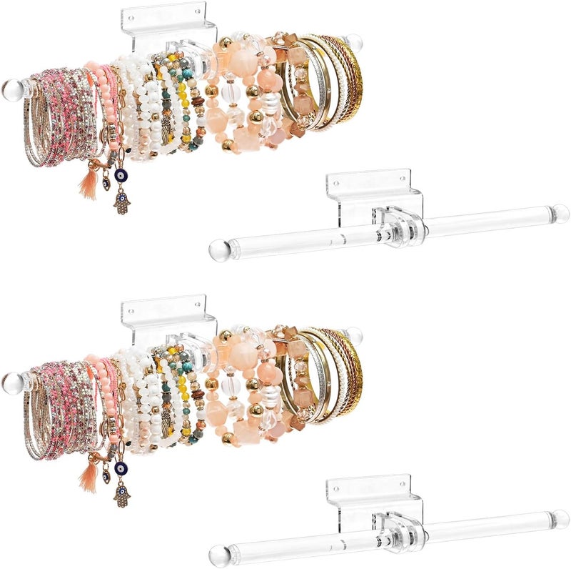 Mooca 4 Pcs Set 2 Way Acrylic Slatwall Accessories Display & Wall-Mounted Jewelry Showcase for Dangling Jewelry Collection, Featuring Acrylic Bracelet Holder and Necklace Display - Image 2
